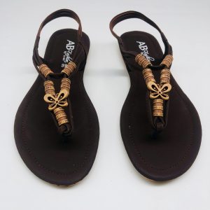 Women’s Beaded Decor Thong Brown Sandals