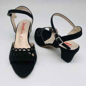 Women's Cutout Design Black Velvet Heels