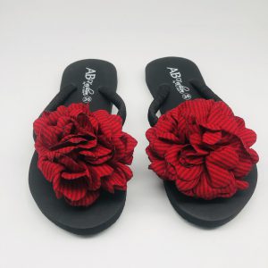 Women's Red Floral Flip Flops