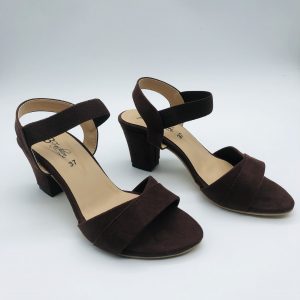 Brown Velvet Open-Toe Heels