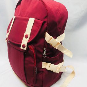 Solid Color Polyester Backpack - Maroon