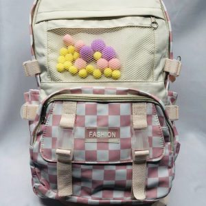 Solid Color Polyester Backpack - Pink