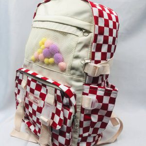 Solid Color Polyester Backpack - Red