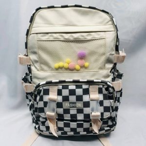 Solid Color Polyester Backpack - Ash