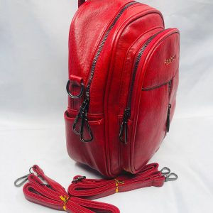 Small Leather Backpack - Red