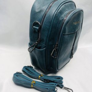 Small Leather Backpack - blue