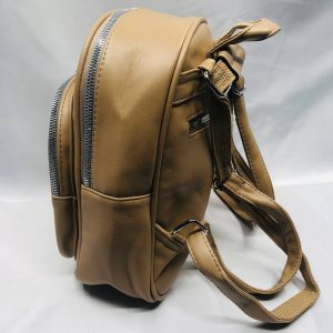 Small Leather Backpack - Beige