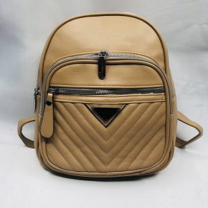 Small Leather Backpack - Beige